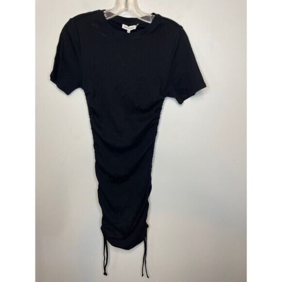 Good American Women's Size 1 Small Short Sleeve Ruched Bodycon Dress Black NWT - Picture 1 of 6